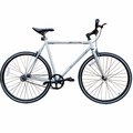 Micargi 53 cm Hi-Ten Steel & Aluminum Frame Fixed Gear Road Bicycle; White & Black RD-269-53-WHI